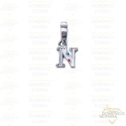 Charm Lettera N rodio Isola Bella