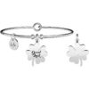 Bracciale donna Kidult Nature 731750 in acciaio con ciondolo a quadrifoglio. Gioiello con incisione smaltata sul ciondolo e cristallo sul retro
