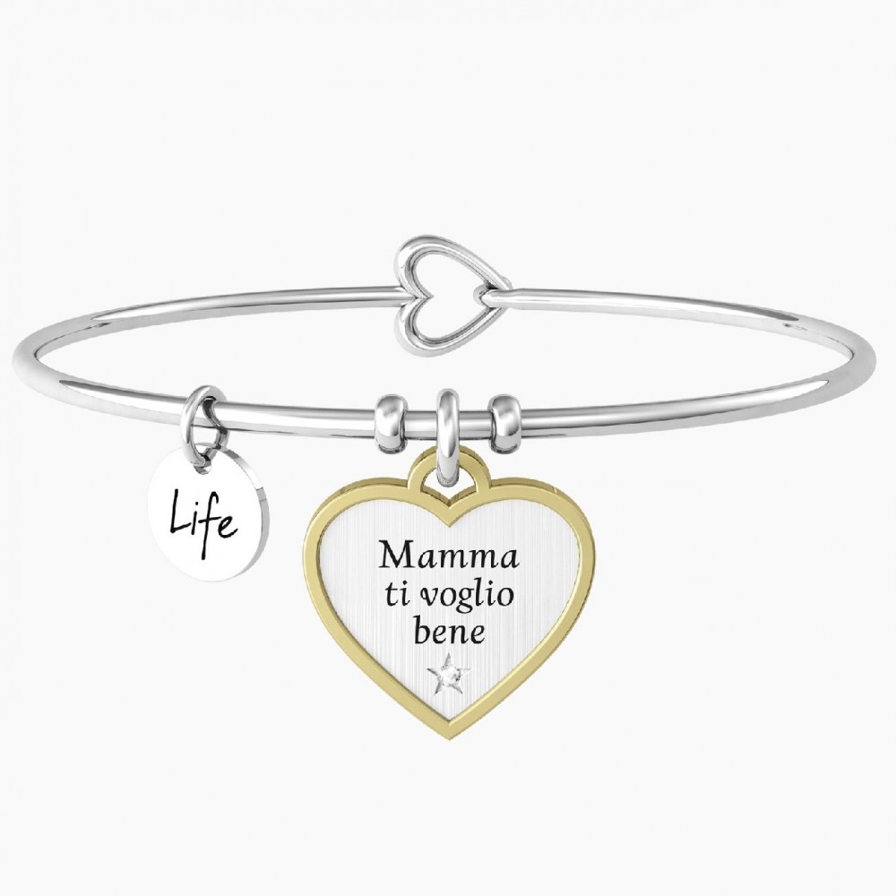 KIDULT Bracciale In Acciaio 316L Con Placcatura Oro Giallo E Cristalli - Collezione Family, Regalo Per Lui E Per Lei