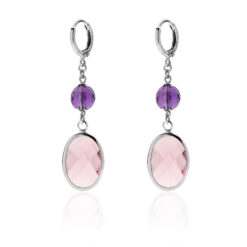 Orecchini UNOAERRE   lunghi con pietra rosa e perla viola REF. 014EXO0011000   2258
