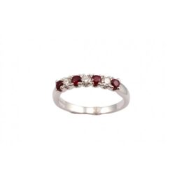 Anello veretta in oro bianco con rubini e dimanti Giorgio Visconti Donna AB14136CR