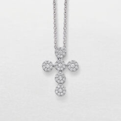 GIROCOLLO CON CROCE IN ORO BIANCO E DIAMANTI GIORGIO VISCONTI GBX38706