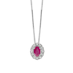 Collana in oro bianco con rubino e diamanti Bliss 20094845