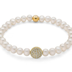 Bracciale Perle Bianche sfera zirconata Miluna PBR3500G-TPZ