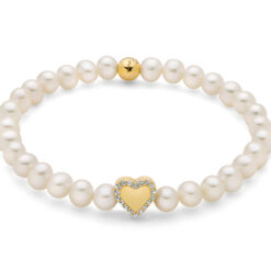 Bracciale Perle Bianche Cuore Miluna PBR3505G-TPZ