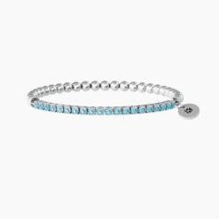 Bracciale elastico con sfere lucide e zirconi azzurri 732208 Kidult