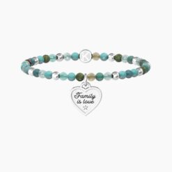 Bracciale famiglia con agata multicolor e ciondolo cuore 732216 Kidult
