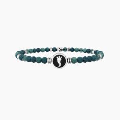 Bracciale elastico uomo con agata verde e cornetto 732239 Kidult