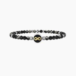 Bracciale elastico uomo con agata nera e infinito Kidult 732242