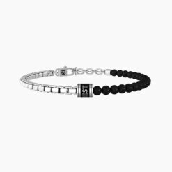 Bracciale Uomo regolabile KIDULT Friendship 732249 BEST FRIEND in acciaio e agata nera