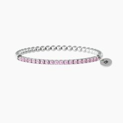 Bracciale elastico con sfere lucide e zirconi rosa Kidult 732206