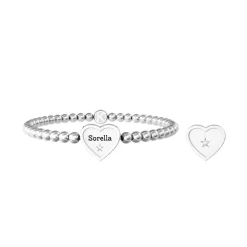 Bracciale donna KIDULT Family 732213 CUORE/SORELLA in acciaio e cristallo bianco