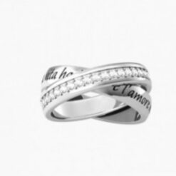 Anello intrecciato KIDULT Family 722105-11 FAMIGLIA in acciaio e cristalli bianchi Misura 11