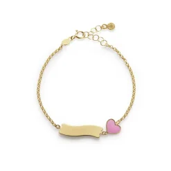 Bracciale Fortuna con Cuore e Targhetta Oro Giallo Le Bebè PMG029/B