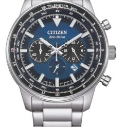 Orologio Uomo Citizen Eco-Drive Cronografo Acciaio Blu Nero CA4500-91L