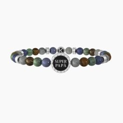 Bracciale elastico per il papà con pietre naturali e cristalli Kidult 732262