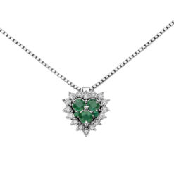 Collana Donnaoro a forma di cuore con smeraldi e brillanti DHPE9130.004