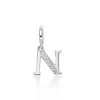 Charm pendente argento lettera N