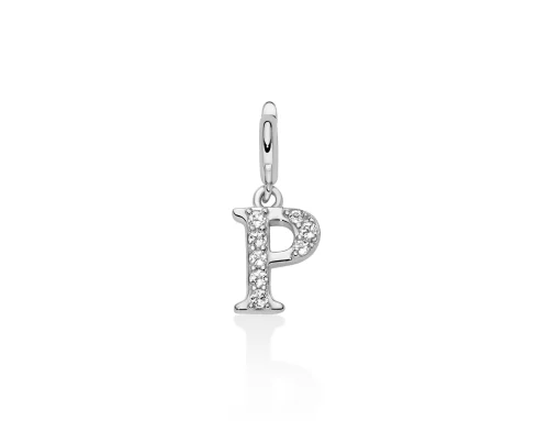 Charm pendente argento lettera P