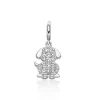 Charm pendente con topazi e argento cagnolino