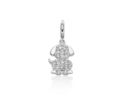 Charm pendente con topazi e argento cagnolino