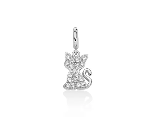 Charm pendente con topazi e argento gattino