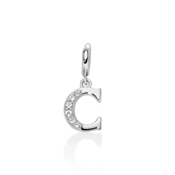 Charm pendente con topazi e argento lettera C