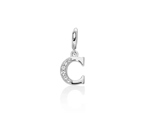 Charm pendente con topazi e argento lettera C