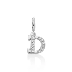 Charm pendente con topazi e argento lettera D