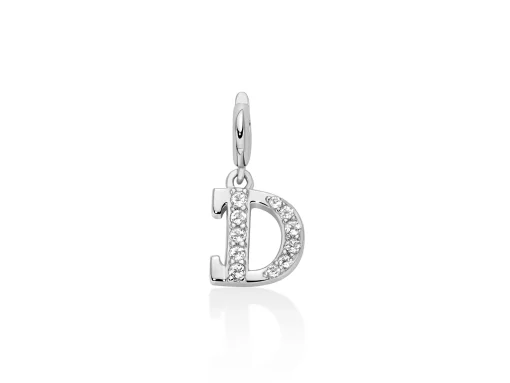 Charm pendente con topazi e argento lettera D