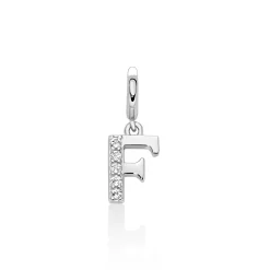 Charm pendente con topazi e argento lettera F