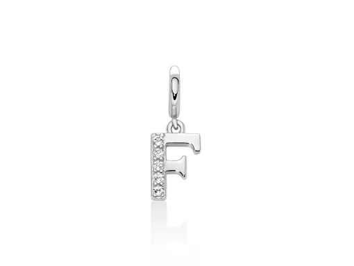 Charm pendente con topazi e argento lettera F