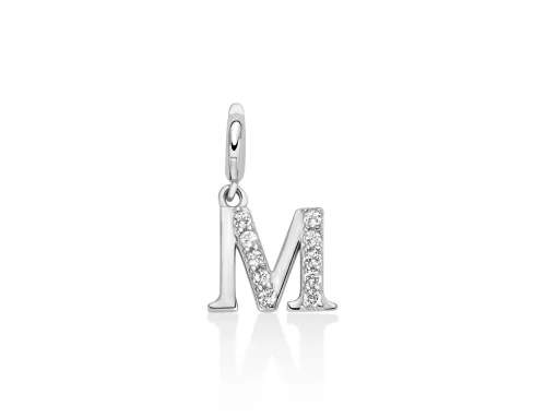 Charm pendente con topazi e argento lettera M