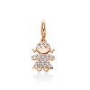 Charm pendente con topazi e argento rosa bambina