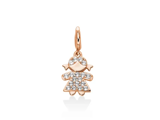 Charm pendente con topazi e argento rosa bambina