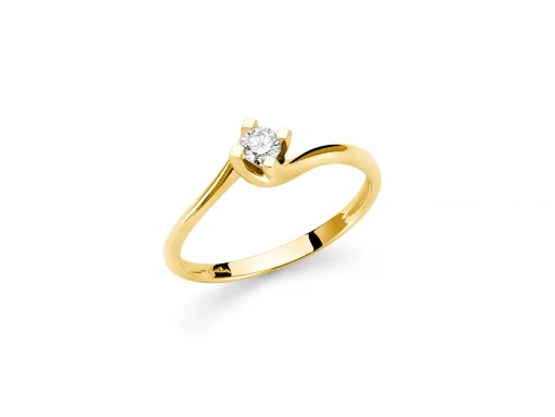 Solitario a valentino in oro giallo e diamante