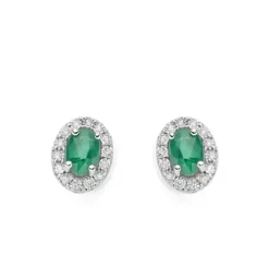 Orecchini in oro bianco con diamenti e smeraldi LOE12079.009