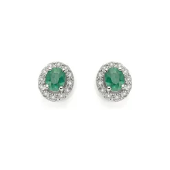 Orecchini DonnaOro in oro con diamanti e Smeraldi LOE12082.008
