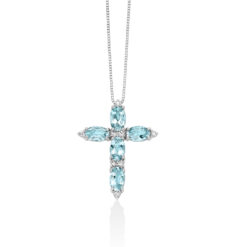 Collana crocetta Miluna acquamarina CLD4875