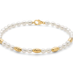 Bracciale di perle Miluna con inserti e chiusura in argento dorato PBR3634G