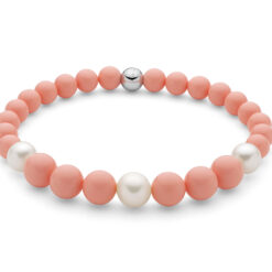 Bracciale in argento e agglomerato di corallo Miluna PBR3662