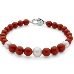 Bracciale in agglomerato di corallo e argento Miluna PBR3663