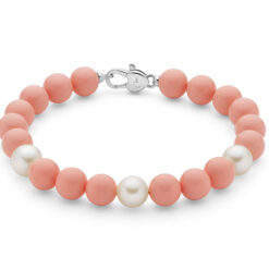 Bracciale in argento e agglomerato di corallo Miluna PBR3668