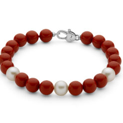Bracciale in argento e agglomerato di corallo rosso Miluna PBR3669