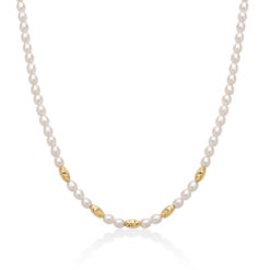 Collana di perle Miluna con moschettone e inserti in argento dorato PCL6648G