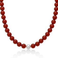 Collana in argento e agglomerato di corallo Miluna PCL6697