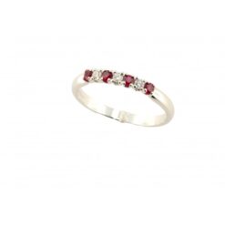 Anello veretta in oro bianco con rubini e diamanti Giorgio Visconti AB14136AR
