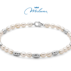 bracciale di perle miluna con chiusura in argento PBR3642B