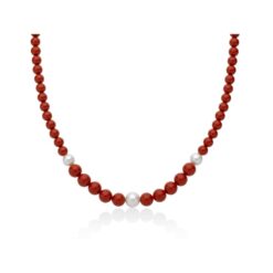 Collana in argento e agglomerato di corallo Miluna PCL6694