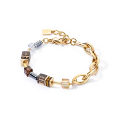 Bracciale GeoCUBE® Chunky Chain oro-marrone Coeur de Lion 4524/30-1116